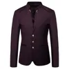 Chiński styl mandarynki stojak na obroża Business Casual Wedding Slim Fit Blazer Men Casual Sull Jacket Mężczyzna płaszcz 4xl 220527