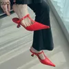 Suojialun Lente Nieuwe red Vrouwen Muilezels Schoenen Wees Teen Ondiepe Dunne Lage Hak Dames Elegante Slipper Outdoor Jurk Slides Mujer 220509