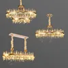 Lustres en cristal de luxe de salon éclairage d'île moderne lumières décoratives de hall d'or