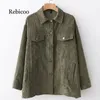 Autumn Coat Corduroy Jackets Women Outwear For Ladies Female Army-Green Fashion Casual Femme1