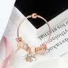Original Pandoras Fashion S925 Silver Rose Gold Charm Beads Heart Lock Bangles Women Chain Letter Bracelets Jewelry Holiday Gift B312h