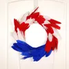 Decorative Flowers & Wreaths American Flag Wreath Patriotic Feather Garland Independence Day Memorial Home Front Door Hanging OrnamentsDecor