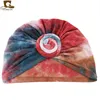 Bonnet/Crâne Caps Bohème Twisted Turban Bonnets Pour Femmes Élégante Dame Imprimé Fleur Chapeau Bandeau Musulman Hijabs FoulardBeanie/Crâne