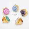 Irregular Natural Stone Onyx Crystal Ring Gold Adjustable Open Rings for Men Women Hip Hop Fashion Jewelry