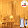 Strings Led USB Power Remote Control Curtain Fairy Lights Christmas Garland String Party Garden Huis Wedding Ontkleurd