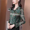 2023 Luxury Women's Designer Shirt Silk Top Plus Size Long Sleeve Lapel Blues Office Ladies Runway Printed Button Up Shirts Sweet Girl Urban Elegant Blue Satin Tops