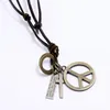 Love World Peace Pendant Necklace Letter ID RING CROSS CHARMER Justerbar kedja läderhalsband för kvinnor män mode smycken gåva