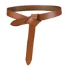 Belts Design Knot Cowskin For Women Soft Real Leather Knotted Strap Belt Dress Accessories Lady Waistbands Long Genuine 3cmBelts Forb22