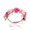 Flower Headband Rose Handmade Flowers Floral Garland Hair Band Crown Tiara Decor Adjustable Women Girls Headdress For Wedding