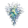 현대 미술 장식 램프 무라노 스타일 유리 고급 샹들리에 라이트 로비 블루 핸드 블로우 유리 LED 큰 조명 비품