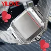 مجموعة عالية الجودة مجموعة الموضة مشاهدة Silver Gold Dial Sapphire Glass Square Trend Trend Design Luxury All Wrist -Hobbyist Wristwatch