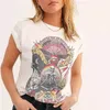 Boho вдохновленная футболка Женщины Tiger Graphic Print Tops Tees Рубашка с коротким рукавом O РАССКУЩЕНИЕ Хлопко