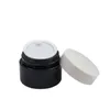 Emballage cosmétique Pots de crème en verre noir brillant Bouteille rechargeable Couvercle blanc Pots de crème pour le visage vides portables de haute qualité 20g 30g 50g
