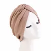 Twist Knot Turbano Mulheres Muçulmanas Hijab Beanies Câncer Cap boné Chapéu de chapéu de cabelo Capa de cabeceira Cabeça Indian Headscarf Color Sólida