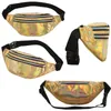 UPS Holographic Fanny Pack Sport Waist Bag With Zipper Adjustable Belt Hologram Metallic Color Clear Fashion PU Bags For Women Men Kids Traveling African Camping