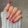 False Nails 24pcs/box 검은 흰색 불꽃 디자인 프랑스 발레리나 가짜 웨어러블 디 웨어러블 풀 커버 팁 팁 매니큐어 도구 prud22