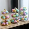112 Scale Cute Mini Macaron Miniature Dollhouse Cake Treppiede Giochi di imitazione Cibo di simulazione per accessori per giocattoli da cucina per bambole 220725