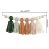 Decorative Objects & Figurines DIY Tassel Garland With Wooden Bead Party Backdrop Bohemian Home Wall Hanging Decoration For Bedroom Nursery