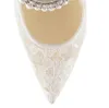 Dentelle blanche Baily perles ornées de sandales à lanières chaussures pour robe de mariée femme Lady Elgant bout pointu talons hauts EU35-43.BOX