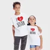 I Love My Sister Brother Kids Matching Tshirt Boys Girls Tops Summer Short Sleeve Toddler Shirt Casual Children Family Look Tee 220531