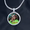 Pendant Necklaces Round Po Custom Made Medallions Picture Necklace & Tennis Chain Gold Color Cubic Zircon Men's Hip Hop Je2922