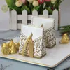 Embrulho de presente 50pcs Gold Silver Candy Paper Box Ribbon Bags Diy Favores de casamento Caso Caso Festa de aniversário Decoração Girls GiftGift