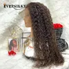 Italian Water Curly Dark Brown 100% Human Hair 13x6 Lace Front Wigs Glueless Wave 5x5 Laces Closure Natural Hairline Women HD Transparent Full Lace
