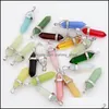 Charms Jewelry Findings Components Luminous Stone Hexagonal Column Glass Crystal Chakra Healing Pendant For Necklace Dhyzg