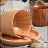 Cups Saucers Coffee Tea Cup Mug Beer Watter Bottle Spoons Beech Wood Solid Wooden Plate With Handle Drop Delivery 2021 Drinkware Kitchen