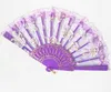 Lace Dance Fan Show Craft Folding Party Favor fans Rose Flower Design Plastic frame Silk Hand Fan