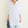 VOGORSEAN Womens Blouses Shirt Spring Summer Blusas kantoor dame elegante losse tops en blouses wit casual linnen vrouwen T200320