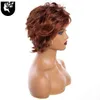 Ombre Brown Synthetic Perücken mit Pony für weiße Frauen kurz rote graue Welle Cosplay Haar Perücke Dunkle Wurzel täglich Verwenden Sie Ihren Beauty 2205255184497