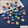 Konst och hantverk Arts Gifts Home Garden 12x15mm Natural Crystal Stone Charms Dekorera Little Rhombus Green Yellow Jade Pend Dhcuk