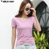 Sommer Damen T-Shirt Top weibliches T-Shirt Vneck Kurzarm T-Shirts für Frauen T-Shirt Frau T-Shirt Femme Tops Plus Größe 210412