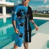Zestawy męskie Summer Tshirt Suit Fashion 2 -Place Streetwear 3D Print Sports Beach Shortsit Tracksuit Męskie ubrania 220608