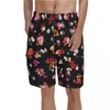 Mäns shorts färgglada blommavtrycksbräda Pretty Floral Beach Elastic midja roliga tull badstammar plus storlek 2xlmen's naom22