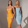 Mulheres espaguete cinta espartilho corte forrado vestido longo sexy ruched sem costas elegante bodycon robe 2022 verão fada grunge roupas 220507