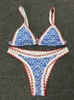 Peachtan Triangle Bikini Print Baddräkt Kvinnor Sexig Badkläder Kvinna Högskuren Simning Badstrand Slitage 220408