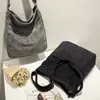 Kadınlar şerit kadife omuz çantası büyük kapasite basit vintage tuval dişi katı yumuşak bez çanta cx220325