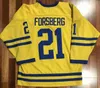 C26 Nik1 custom any number 21 PETER FORSBERG Team Sweden Hockey jersey stitched Customized Any Name And Number Jerseys