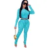 Sexy Women Jumpsuit Rompers Mesh Perspective New Nightclub Fashion Long Sleeve Printed Slim Female Casual Bodysuit Yoga Pants Outfits 871