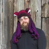 Beanieskull bonés engraçado crochê malha barba polvo chapéu néon inverno quente à prova de vento cosplay tentáculo pirata gorro boné balaclava par9732726