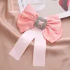 Handmade Big Ribbon Bowknot Brooch Rhinestone Cloth Bow Necktie Fashion Shirt Luxulry Brooches for Women Clothes Accessories