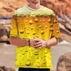 T-shirts pour hommes 2022 Bière 3D Imprimer T-shirt It's Time Lettre Femmes Hommes Nouveauté drôle -Chemise à manches courtes Tops Unisexe Outfit Vêtements