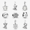 925 STERLING Gümüş Takılar Köpek Köpek Kedi Pençe Kolye Takılar Boncuk Kolye Orijinal Boncuklar Fit Pandora Bilezik Mücevher Yapımı DIY Hediye