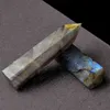 Naturlig långsträckt kalkmånsten Hexagonal Prism Rough Stone Art Ornaments Ability Quartz Pillar Mineral Healing Wands Reiki Raw EnergyJK56