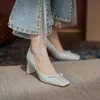 Sandalen Bowknot Square Head Mary Jane schoenen vrouwelijke vroege lente hoge hakken retro vaste kleur comfortabele dikke hiel2022sandals