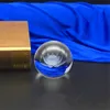Regali con sfera di cristallo da 80 mm per albero di Natale in miniatura inciso al laser 3D Globo di vetro Sfera di cristallo artigianale Decorazione ornamento regalo