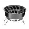 Portable Grill For BBQ Round Stainless Steel Stove Mini Camping Wood And Charcoal Barbecues Barbecue 220531