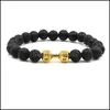 Charm Bracelets Joias Pedra Lava Sier Gold Dumbbell Bead Bracelet Diy Essential Oil Diffuser For Women Men Drop Delivery 2021 Tfapg